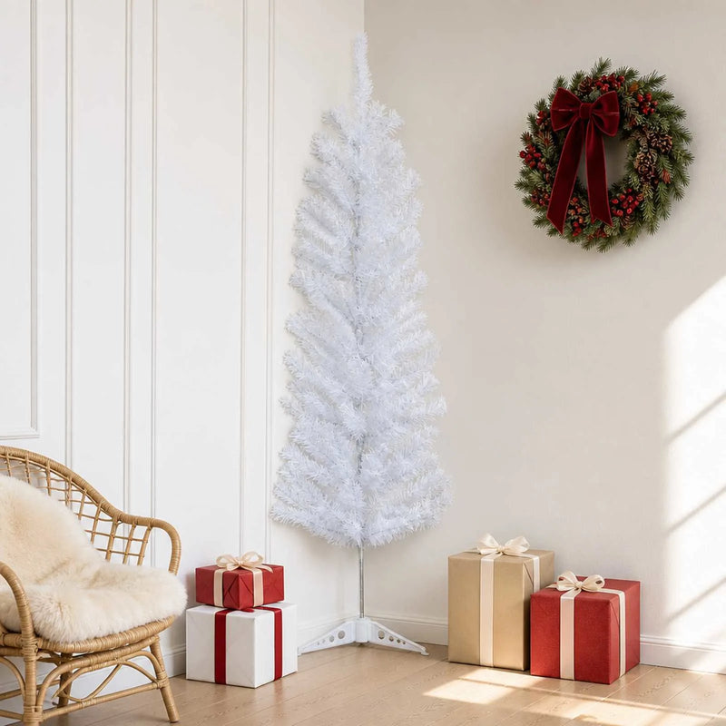 Artificial Slim Christmas Tree 150 cm PVC and Steel White