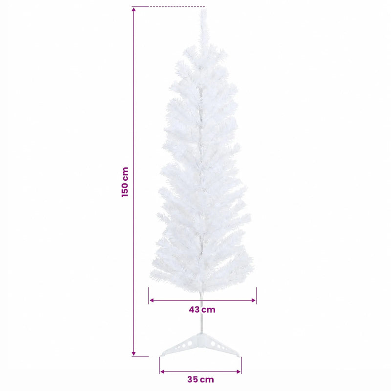 Artificial Slim Christmas Tree 150 cm PVC and Steel White
