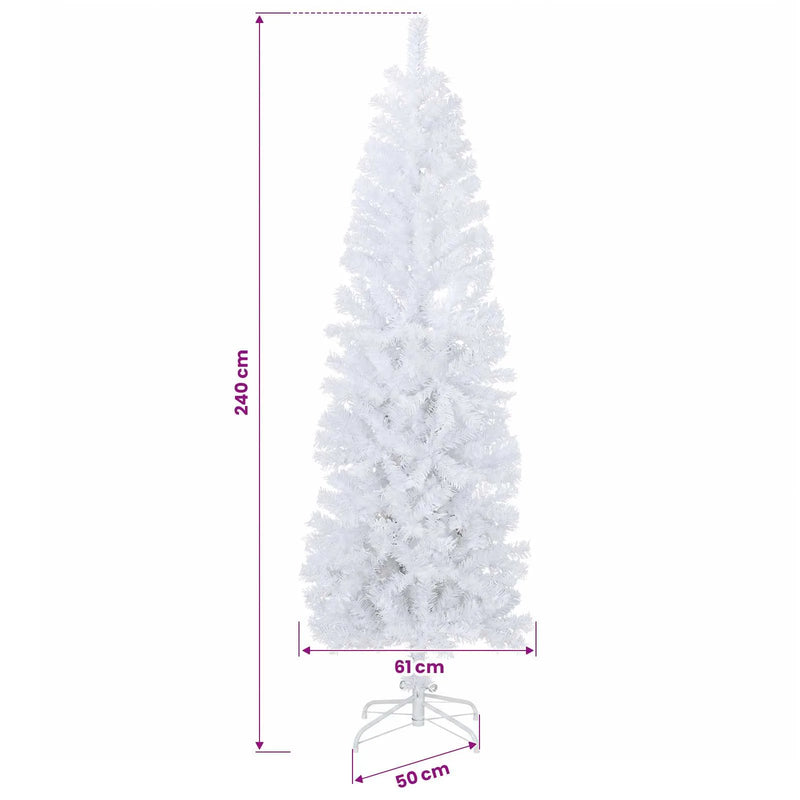 Artificial Slim Christmas Tree 240 cm PVC and Steel White