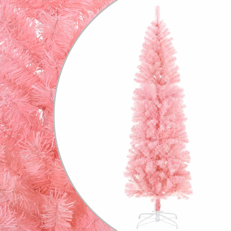 Artificial Slim Christmas Tree 180 cm PVC and Steel Pink