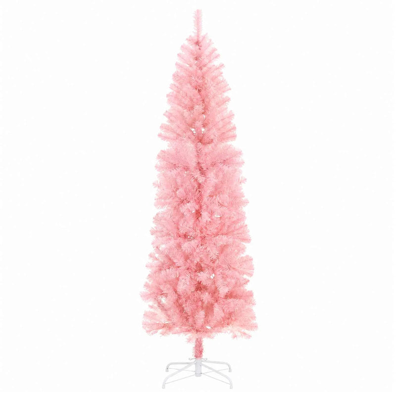Artificial Slim Christmas Tree 180 cm PVC and Steel Pink