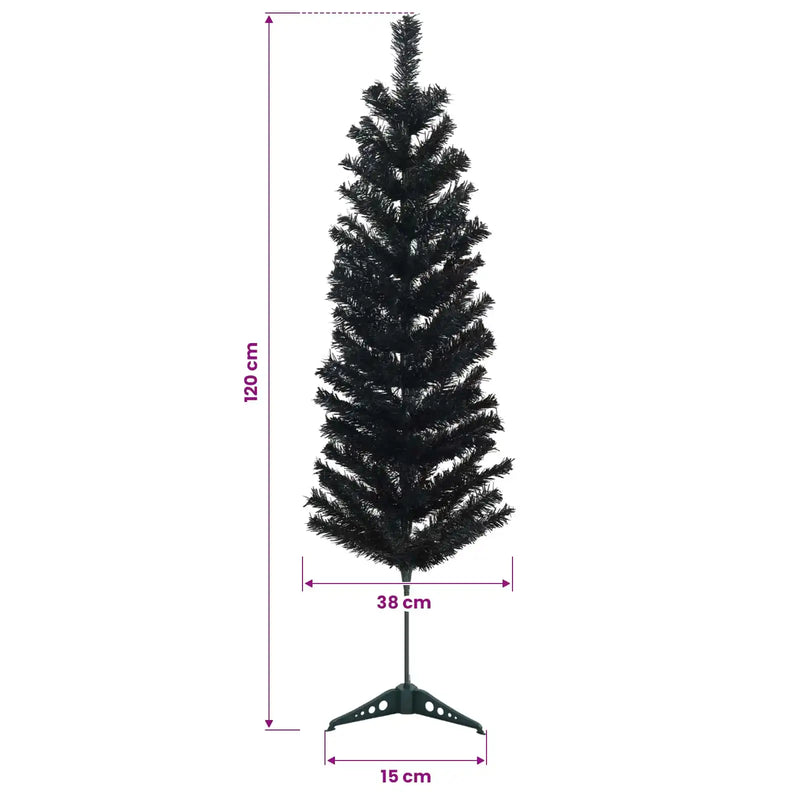 Artificial Slim Christmas Tree 120 cm PVC and Steel Black
