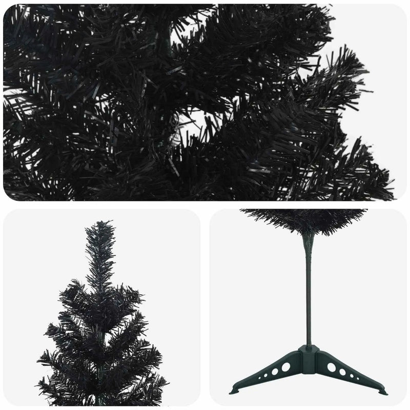 Artificial Slim Christmas Tree 150 cm PVC and Steel Black