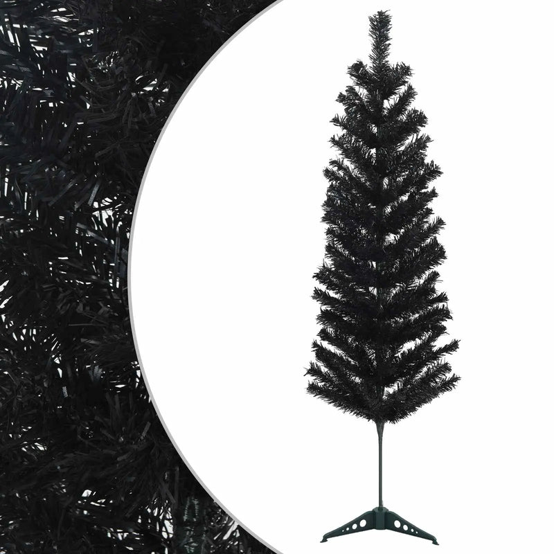 Artificial Slim Christmas Tree 150 cm PVC and Steel Black