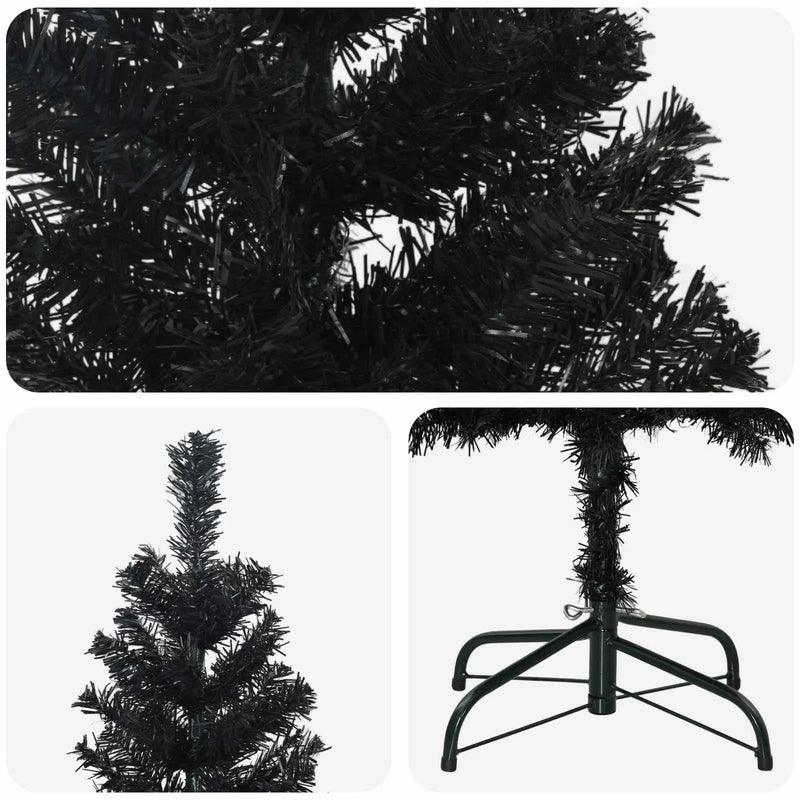 Artificial Slim Christmas Tree 180 cm PVC and Steel Black