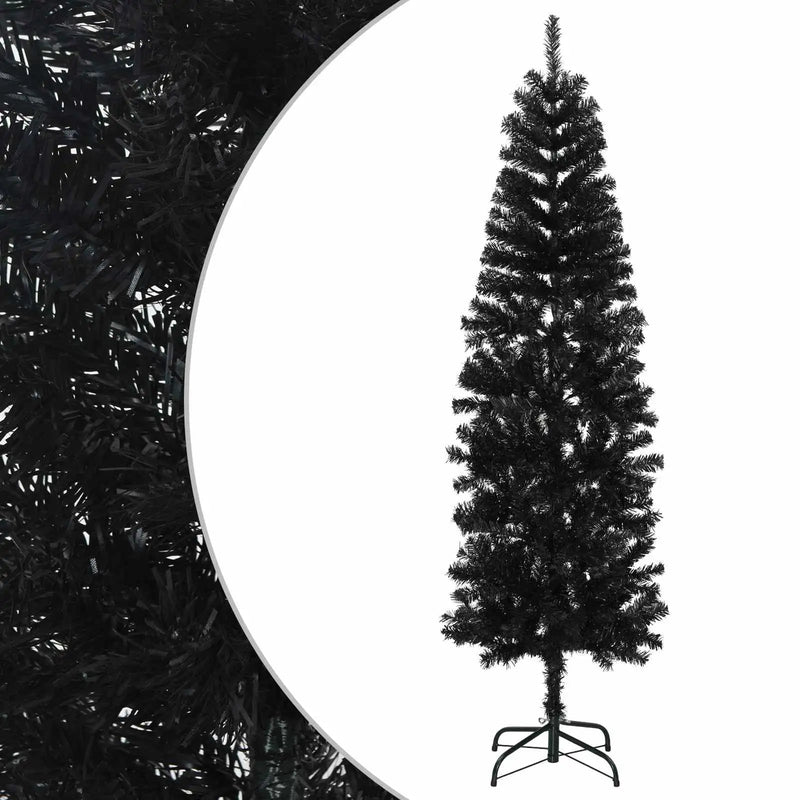 Artificial Slim Christmas Tree 180 cm PVC and Steel Black