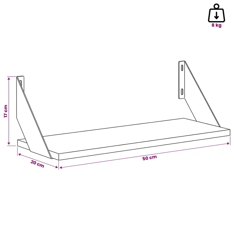 Wall Shelves 2 pcs White 50 x 20 x 17 cm