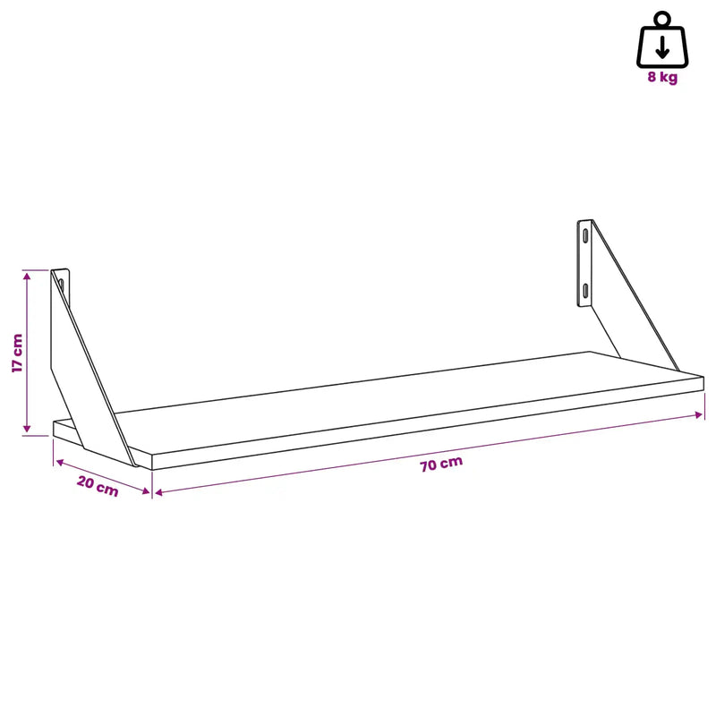 Wall Shelves 2 pcs White 70 x 20 x 17 cm