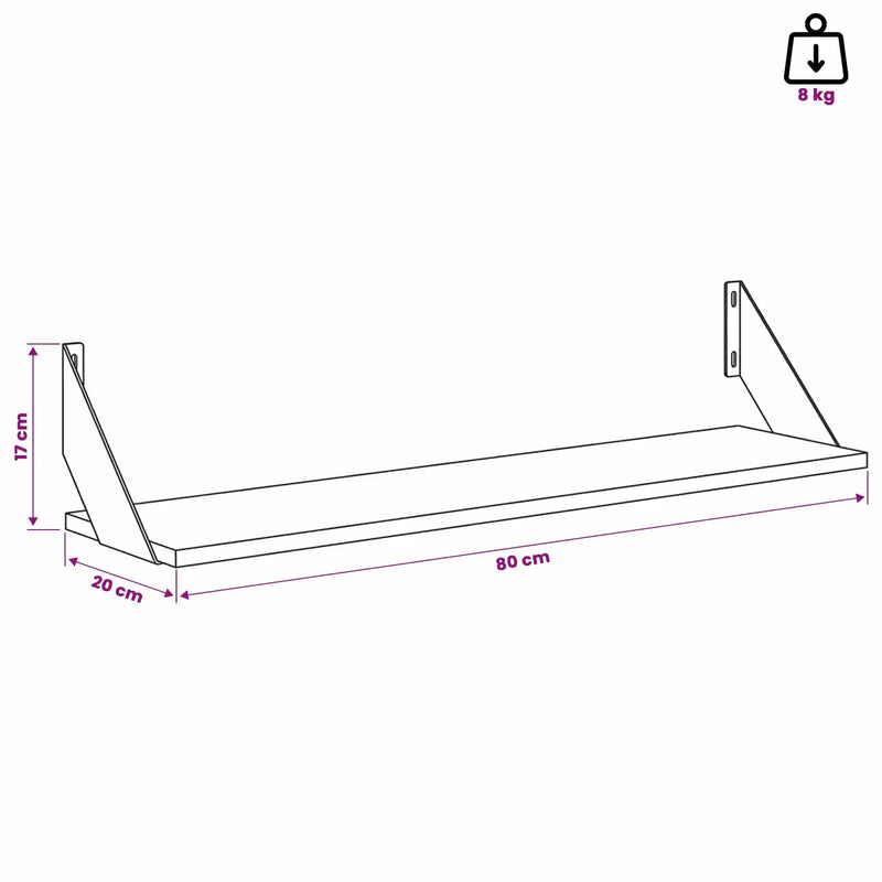 Wall Shelves 2 pcs White 80 x 20 x 17 cm