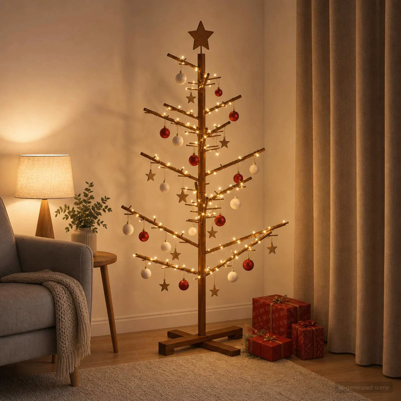 Wooden Christmas Tree KOTKA 125 cm Bamboo and solid pine wood