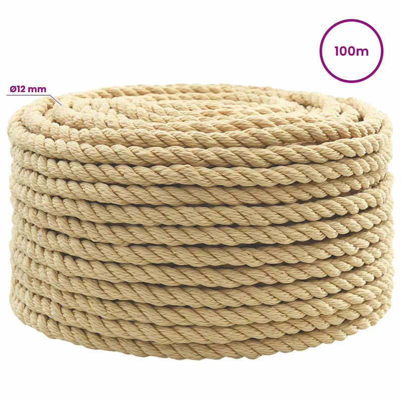 Multipurpose Utility Rope 12 mm 100 m Natural PP
