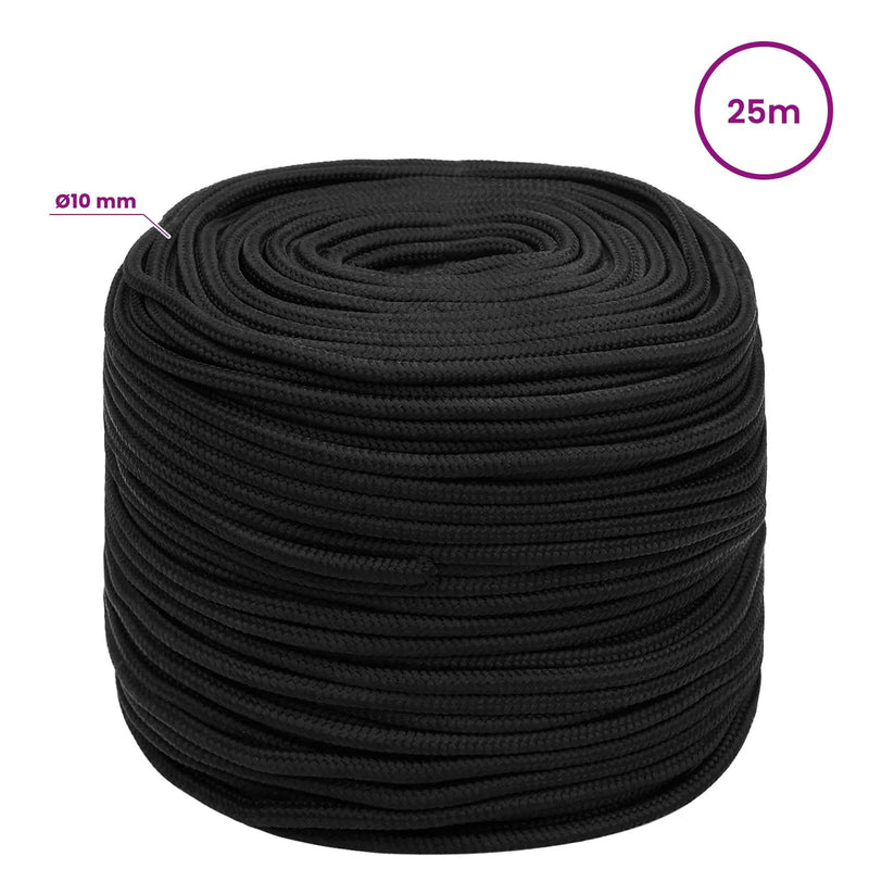 Multipurpose Utility Rope 10 mm 25 m Black PP 645 kg Max Load