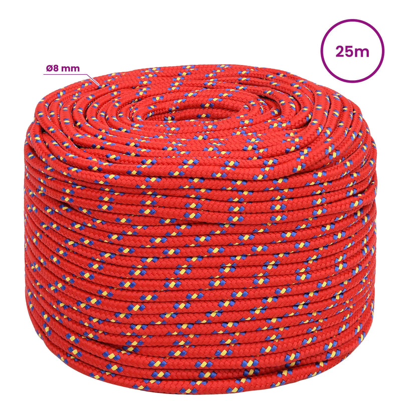 Multipurpose Utility Rope 8 mm 25 m Red PP 420 kg Max Load