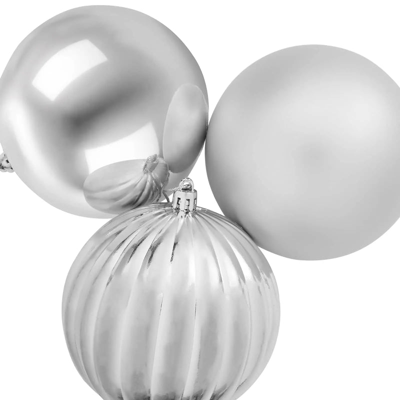 Christmas Ball Set XXL 3 pcs Silver �� 25 cm Plastic