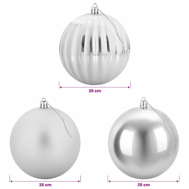 Christmas Ball Set XXL 3 pcs Silver �� 25 cm Plastic