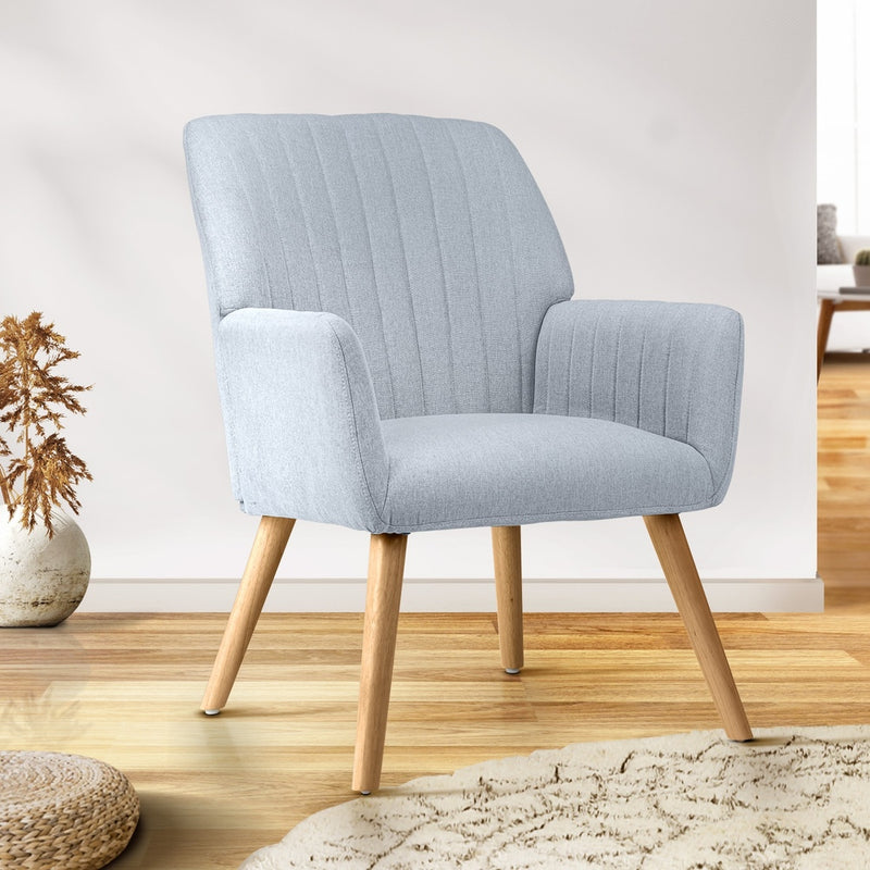 Oikiture Armchair Lounge Sofa Chair Fabric Accent Chairs Armchairs Couches Grey