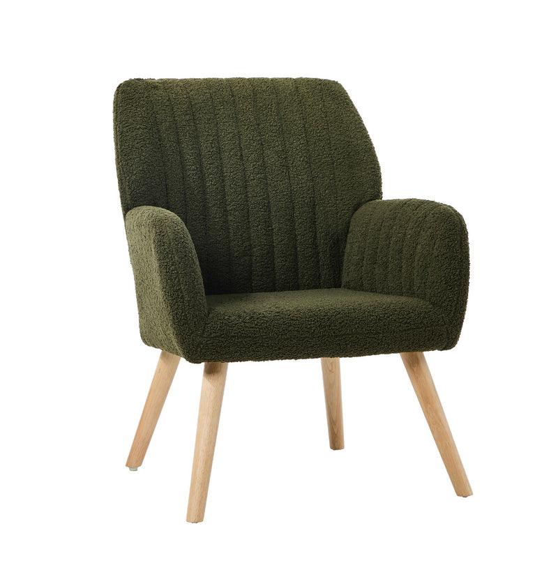 Oikiture Armchair Lounge Sofa Chair Sherpa Accent Couch Green