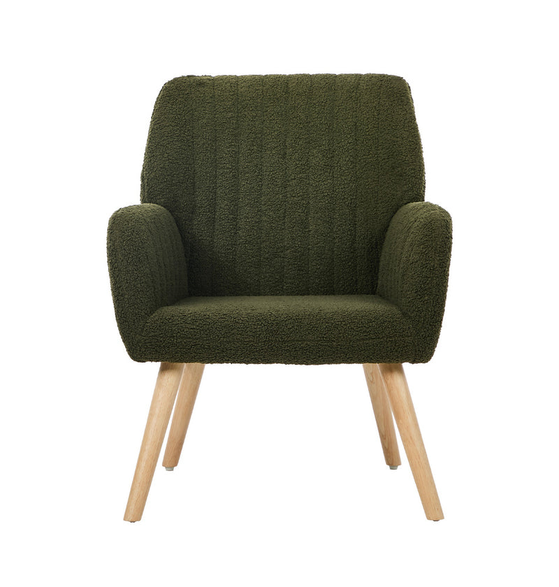 Oikiture Armchair Lounge Sofa Chair Sherpa Accent Couch Green