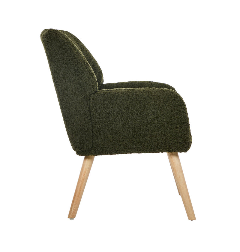 Oikiture Armchair Lounge Sofa Chair Sherpa Accent Couch Green