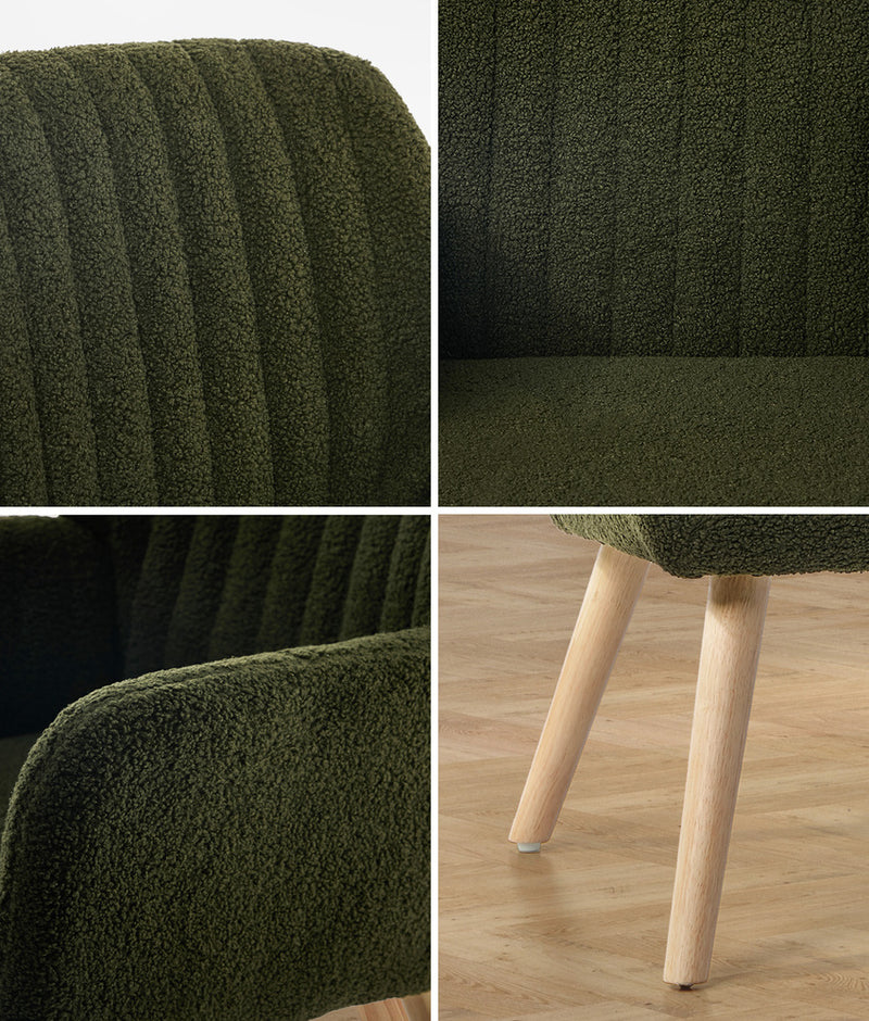 Oikiture Armchair Lounge Sofa Chair Sherpa Accent Couch Green