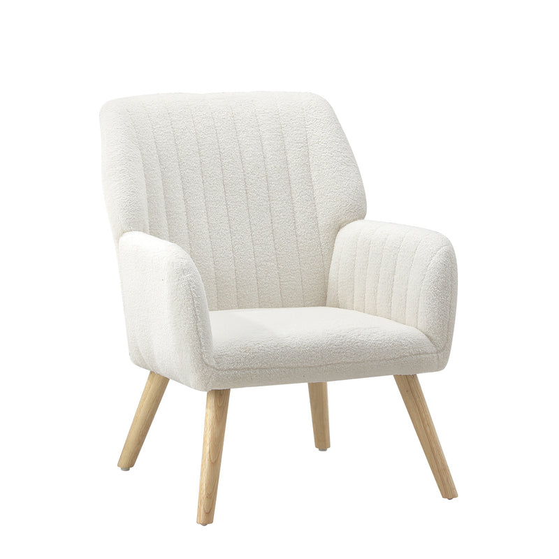 Oikiture Armchair Lounge Sofa Chair Sherpa Couches White