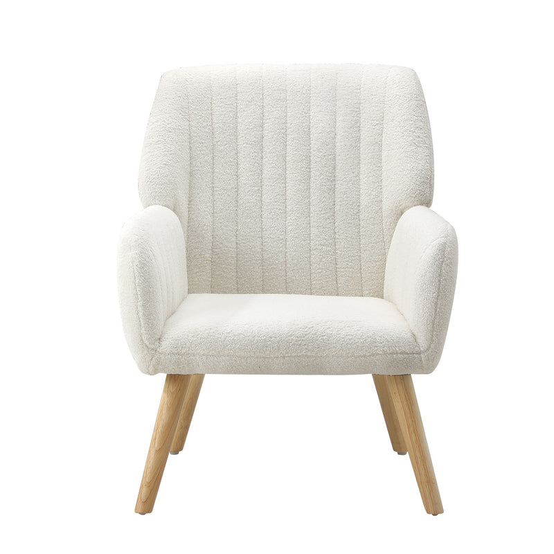 Oikiture Armchair Lounge Sofa Chair Sherpa Couches White