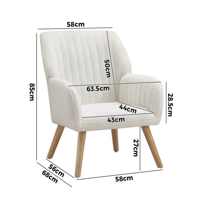 Oikiture Armchair Lounge Sofa Chair Sherpa Couches White