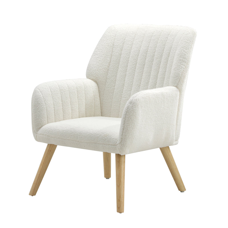 Oikiture Armchair Lounge Sofa Chair Sherpa Couches White