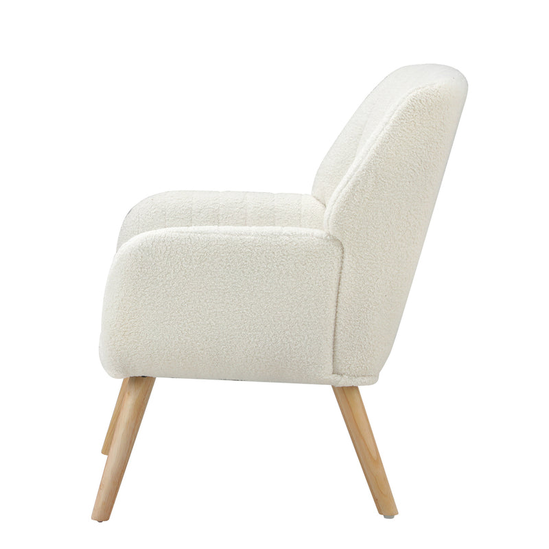 Oikiture Armchair Lounge Sofa Chair Sherpa Couches White