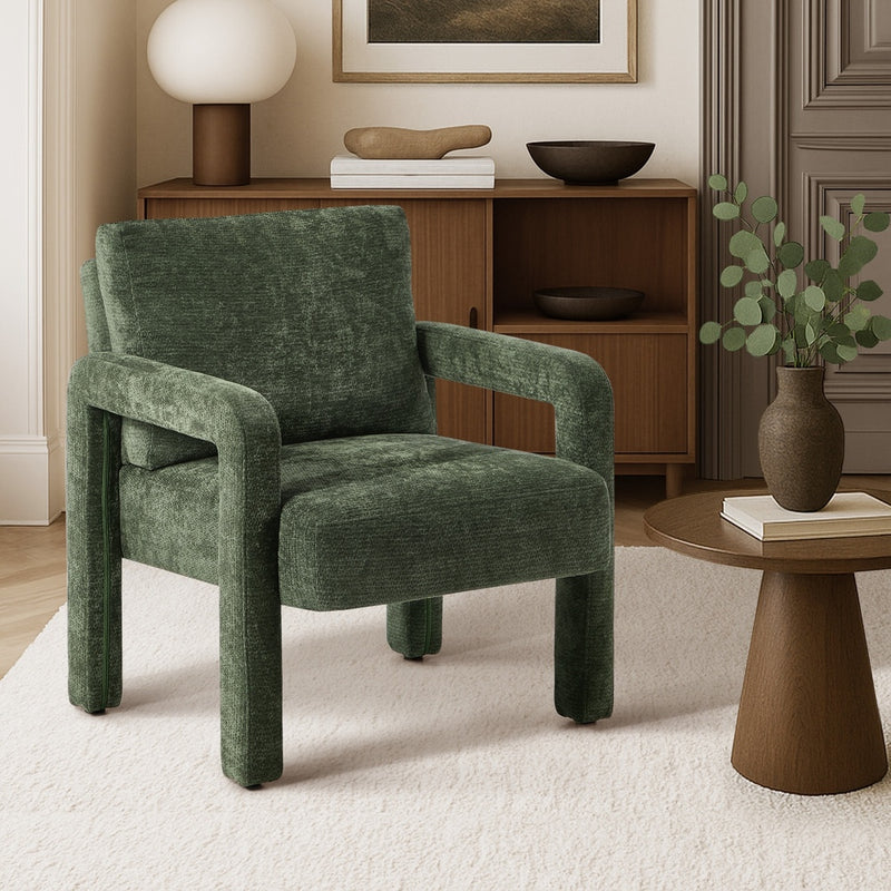 Oikiture Armchair Velvet Chairs 1 Seater Lounge Sofa Chair Beige