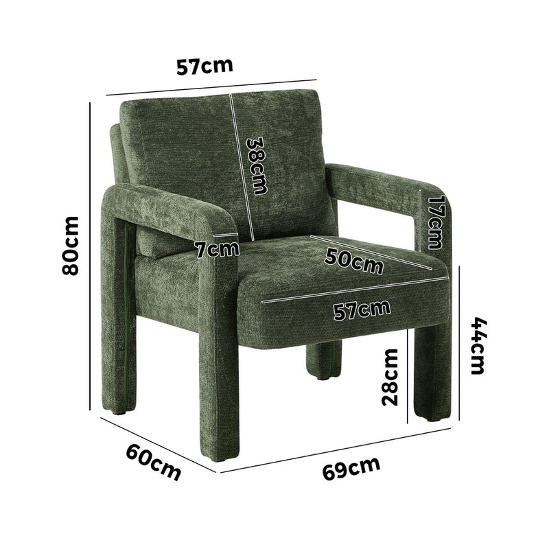 Oikiture Armchair Velvet Chairs 1 Seater Lounge Sofa Chair Beige