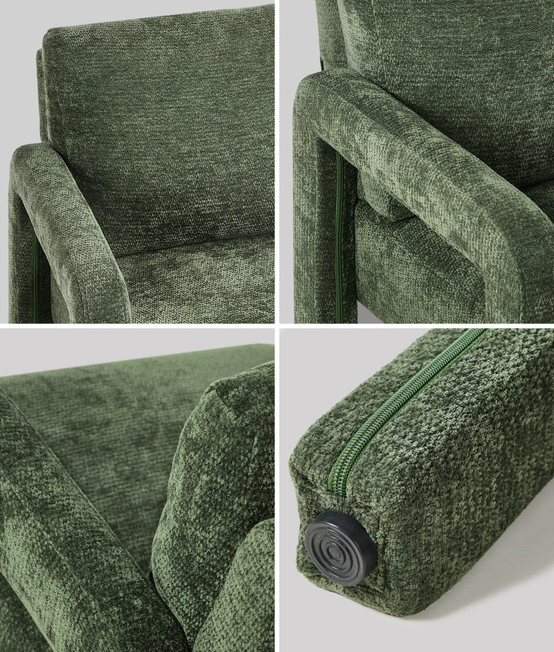 Oikiture Armchair Velvet Chairs 1 Seater Lounge Sofa Chair Beige