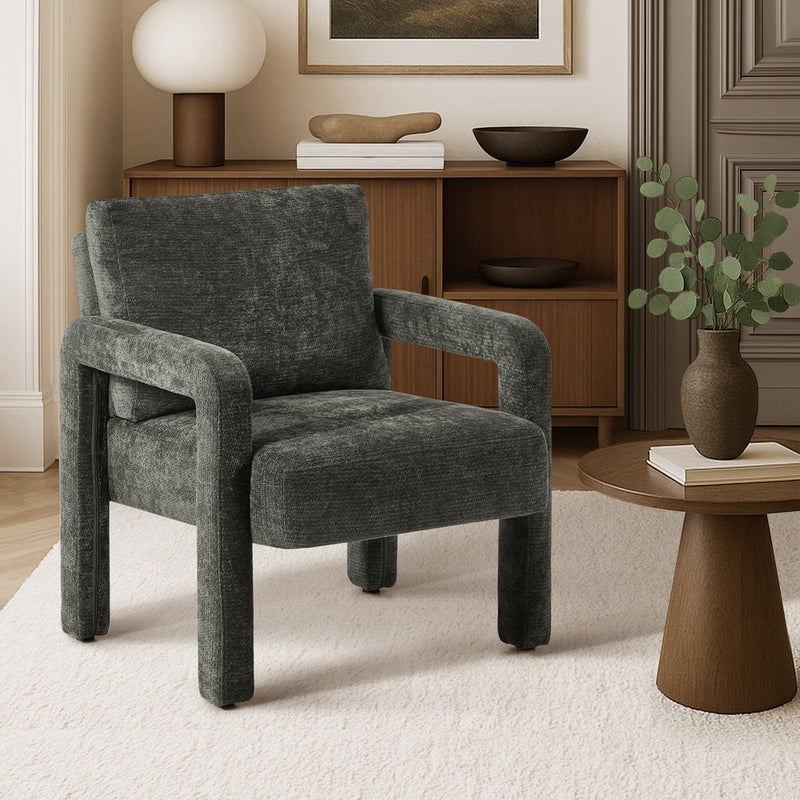 Oikiture Armchair Velvet Chairs 1 Seater Lounge Sofa Chair Green