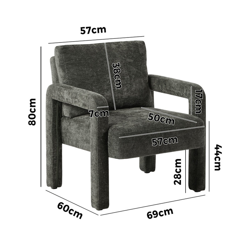 Oikiture Armchair Velvet Chairs 1 Seater Lounge Sofa Chair Green
