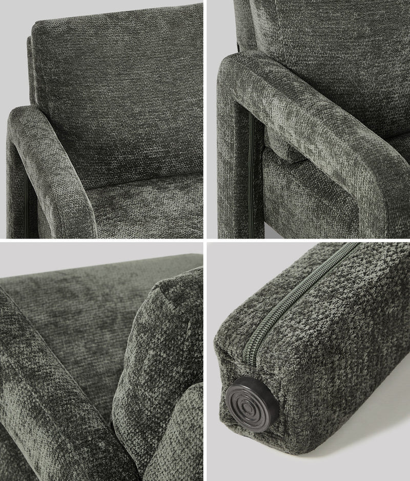 Oikiture Armchair Velvet Chairs 1 Seater Lounge Sofa Chair Green