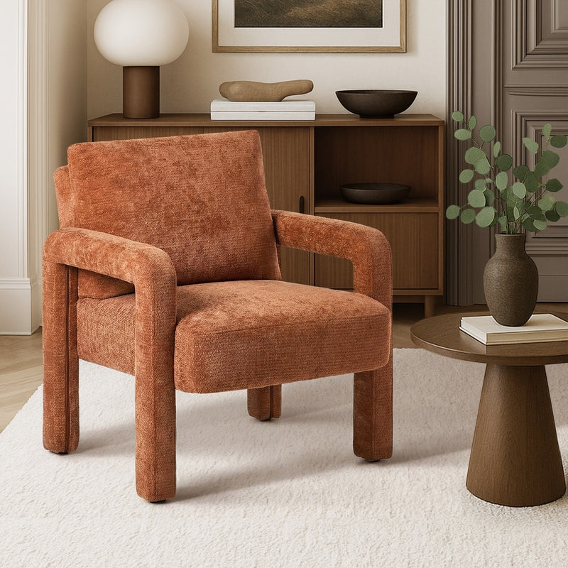 Oikiture Armchair Velvet Chairs 1 Seater Lounge Sofa Chair Orange