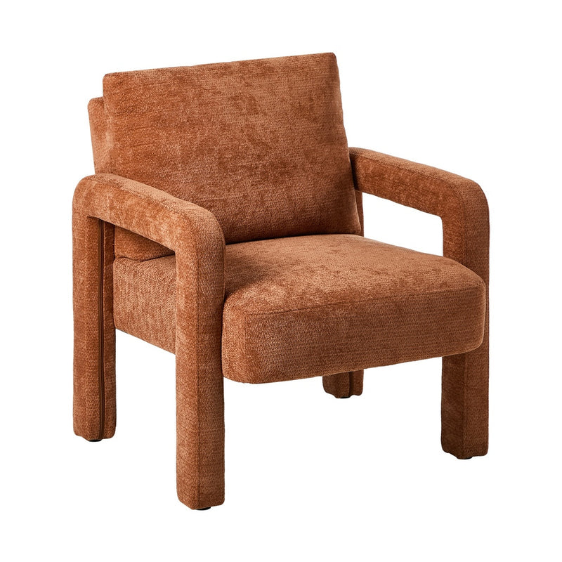 Oikiture Armchair Velvet Chairs 1 Seater Lounge Sofa Chair Orange