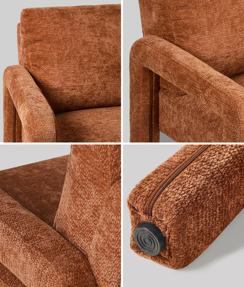 Oikiture 2x Armchair Velvet  Chairs 1 Seater Lounge Sofa Chair Orange