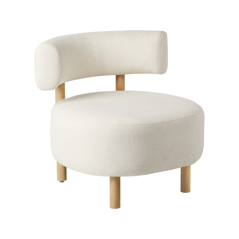 Oikiture Wooden Armchair Lounge Chair Linen Fabric Accent Beige