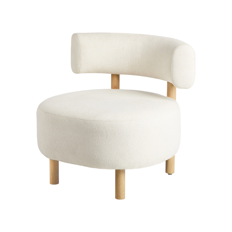 Oikiture Wooden Armchair Lounge Chair Linen Fabric Accent Beige