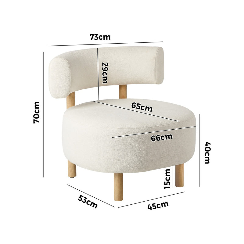Oikiture Wooden Armchair Lounge Chair Linen Fabric Accent Beige