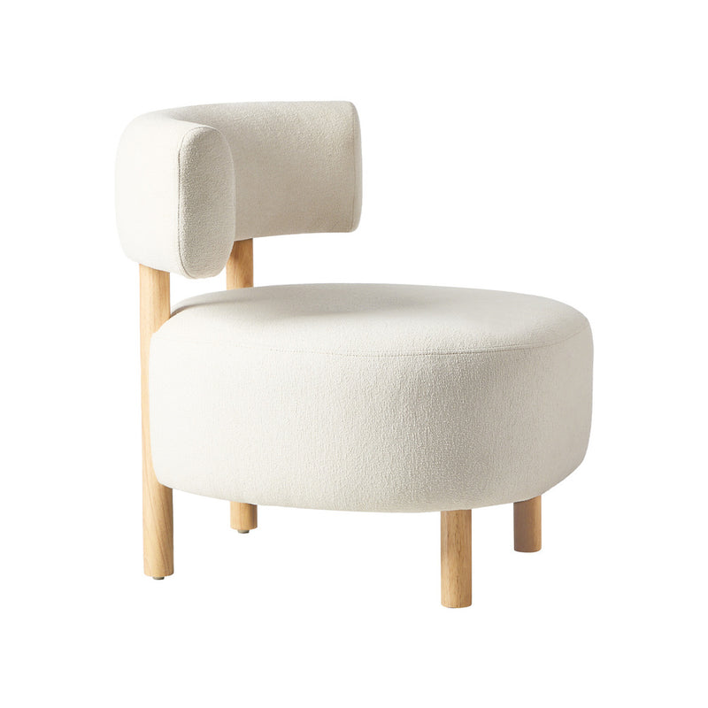 Oikiture Wooden Armchair Lounge Chair Linen Fabric Accent Beige