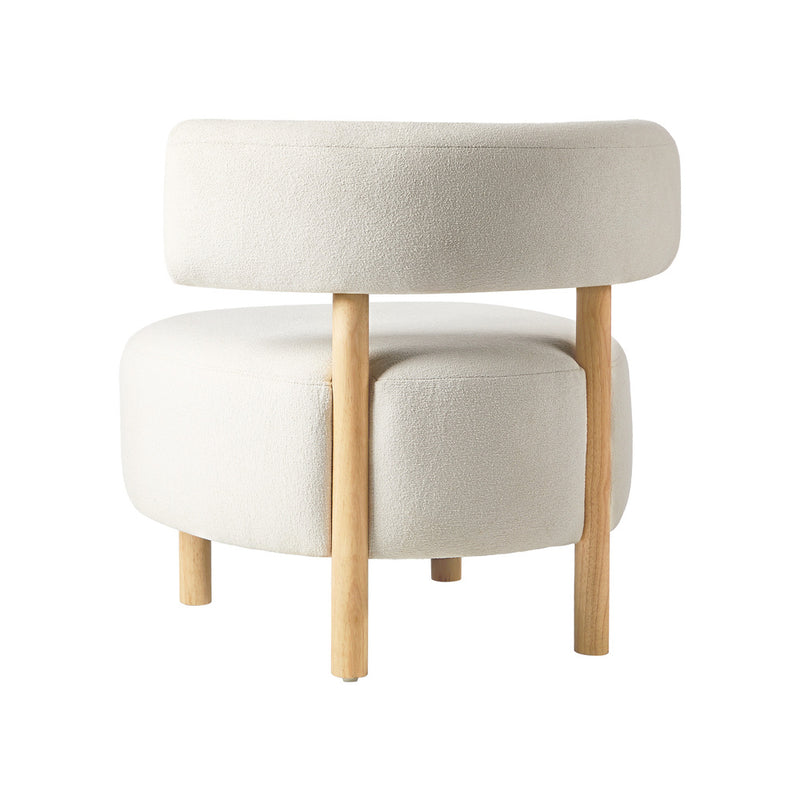 Oikiture Wooden Armchair Lounge Chair Linen Fabric Accent Beige