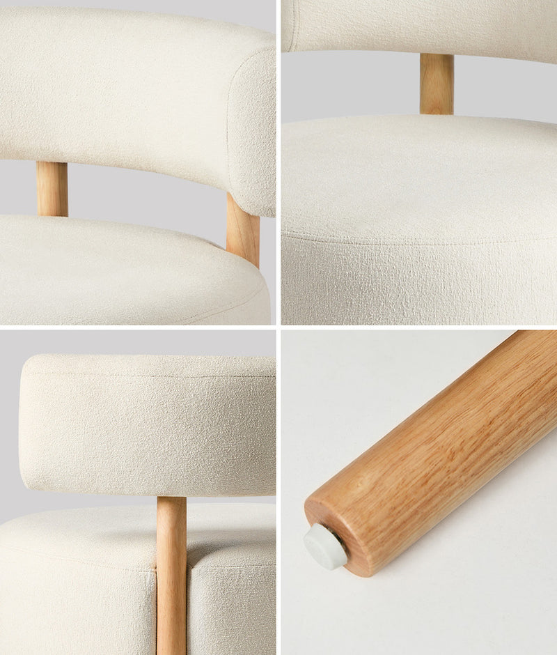 Oikiture Wooden Armchair Lounge Chair Linen Fabric Accent Beige