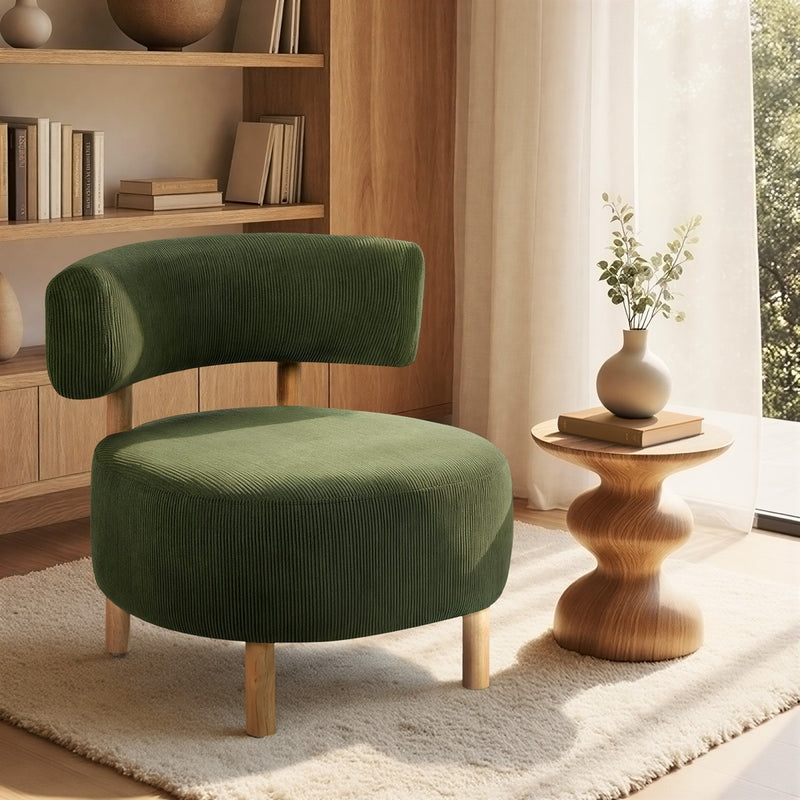 Oikiture Wooden Armchair Lounge Chair Velvet Accent Armchairs Green