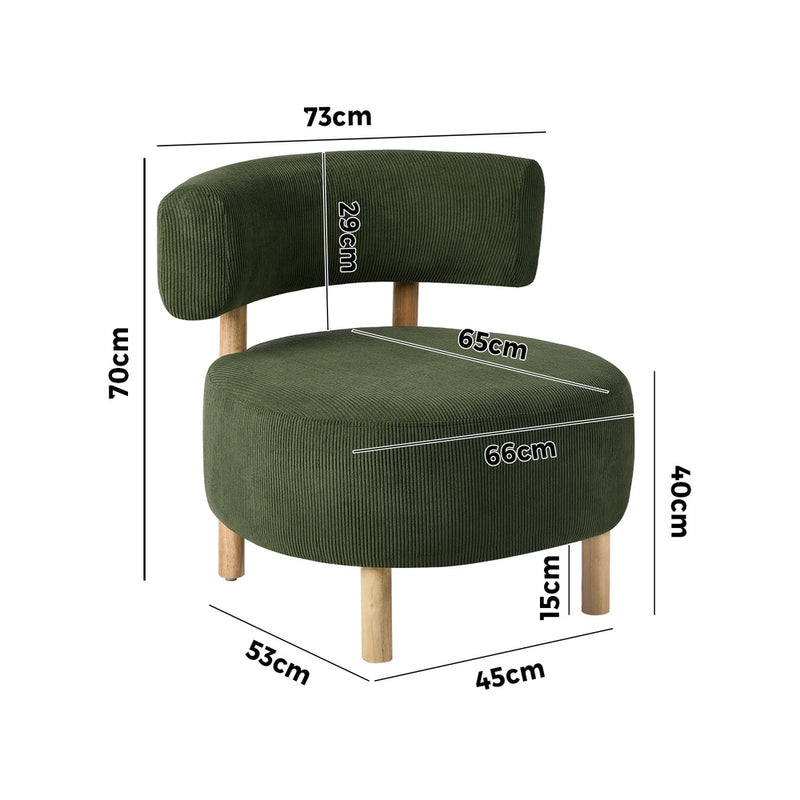 Oikiture Wooden Armchair Lounge Chair Velvet Accent Armchairs Green