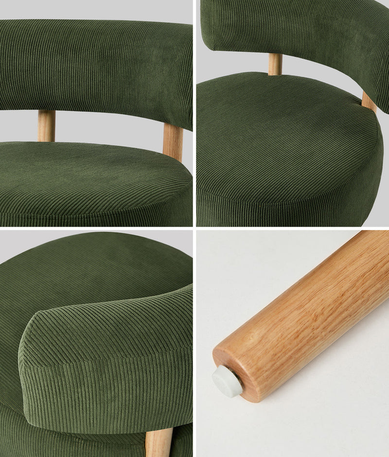 Oikiture Wooden Armchair Lounge Chair Velvet Accent Armchairs Green