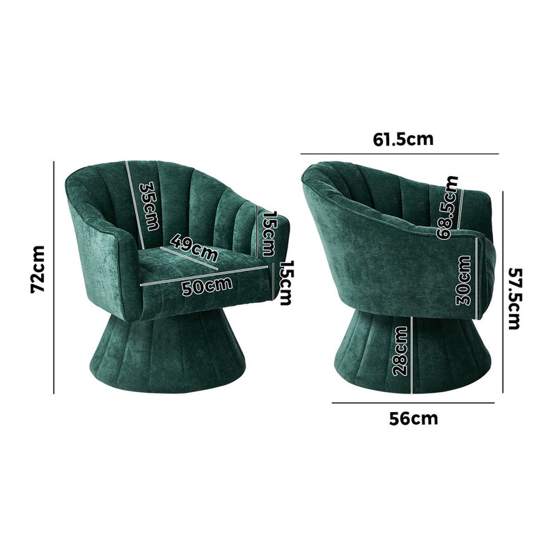 Oikiture Swivel Armchair Linen Fabric Lounge Chair Accent Chair Green