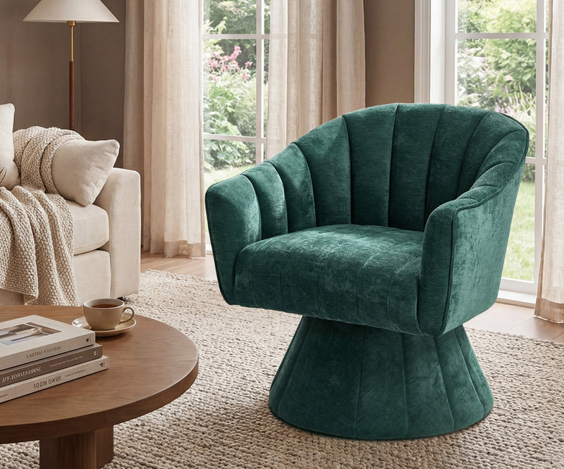 Oikiture Swivel Armchair Linen Fabric Lounge Chair Accent Chair Green