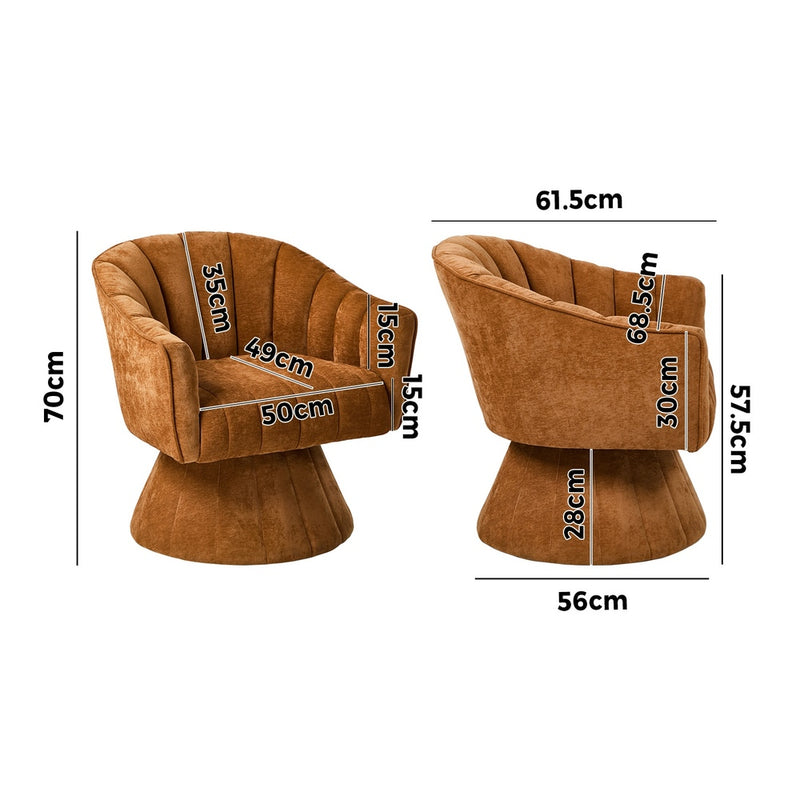 Oikiture Swivel Armchair Linen Fabric Lounge Chair Accent Chair Orange